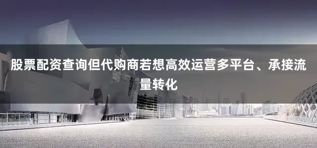 股票配资查询但代购商若想高效运营多平台、承接流量转化